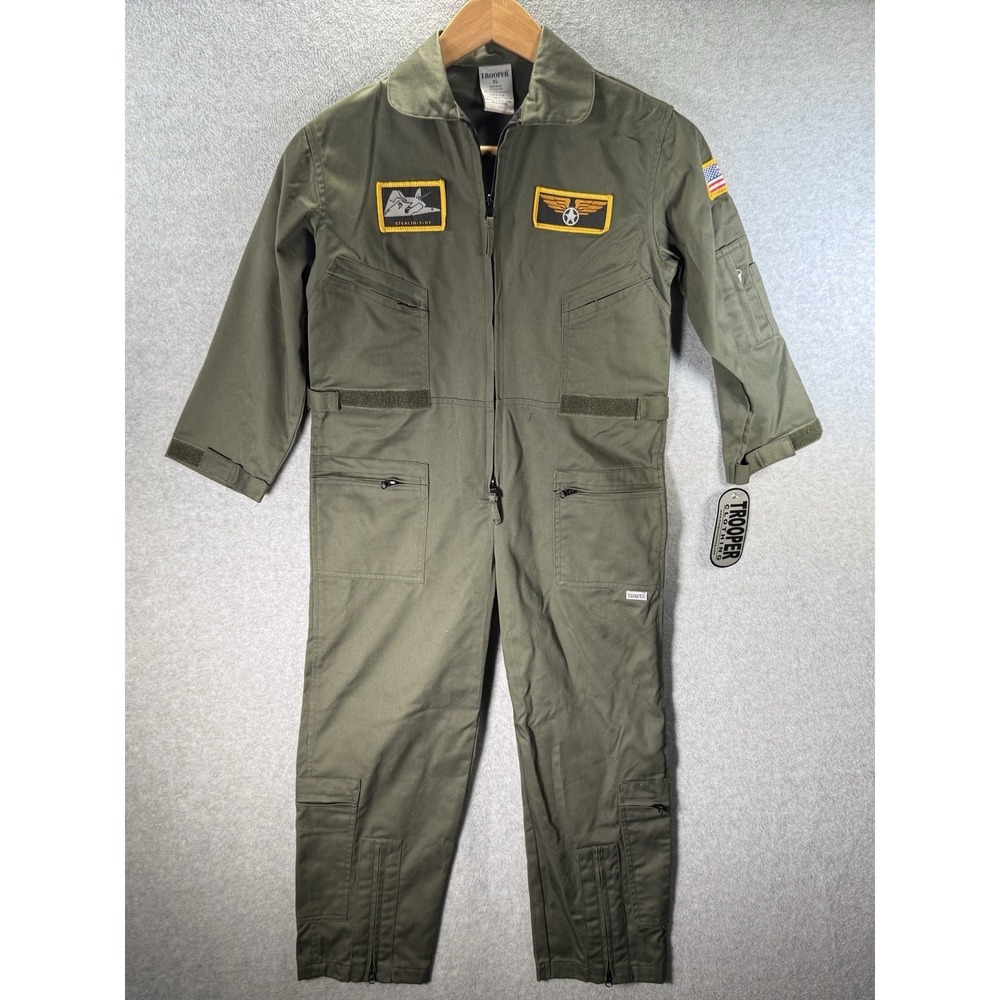 Trooper Clothing Kids Flight Suit Costume Stealth F-117 Patch USA Size XL (9-10)